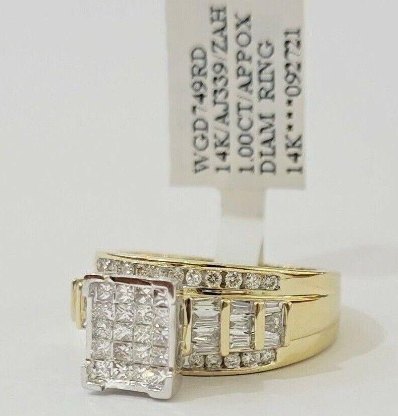 Ladies 14k Yellow Gold Ring Natural 2CT Diamond Women REAL , Wedding Engagement - GoldenlinQ